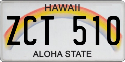 HI license plate ZCT510