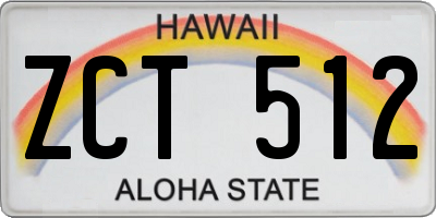 HI license plate ZCT512