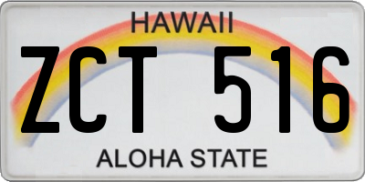 HI license plate ZCT516