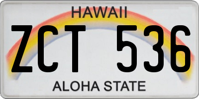 HI license plate ZCT536