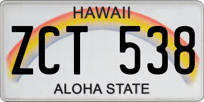 HI license plate ZCT538