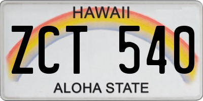 HI license plate ZCT540