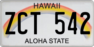HI license plate ZCT542