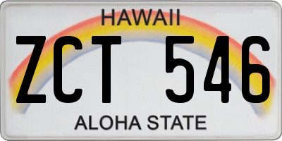 HI license plate ZCT546