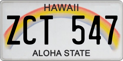 HI license plate ZCT547