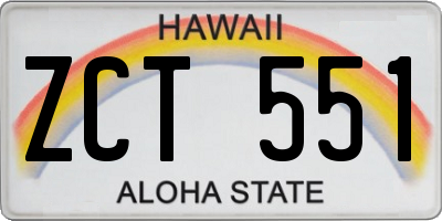 HI license plate ZCT551