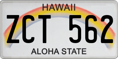 HI license plate ZCT562