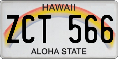 HI license plate ZCT566