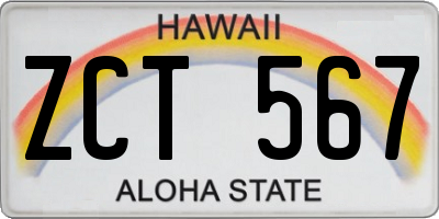 HI license plate ZCT567