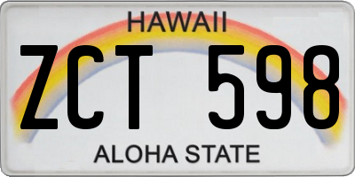HI license plate ZCT598