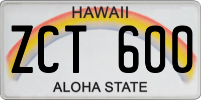 HI license plate ZCT600
