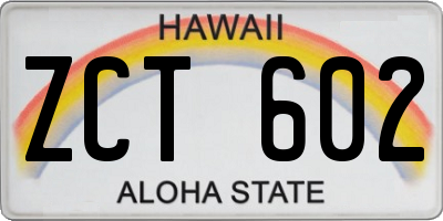 HI license plate ZCT602