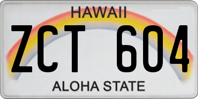 HI license plate ZCT604