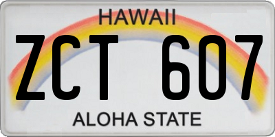 HI license plate ZCT607