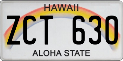HI license plate ZCT630