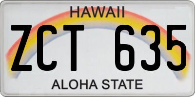 HI license plate ZCT635