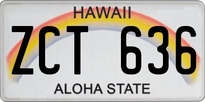 HI license plate ZCT636