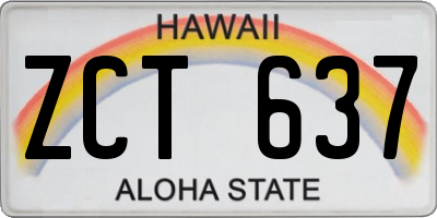 HI license plate ZCT637