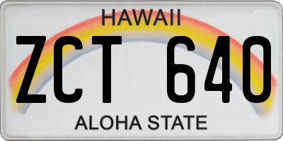 HI license plate ZCT640