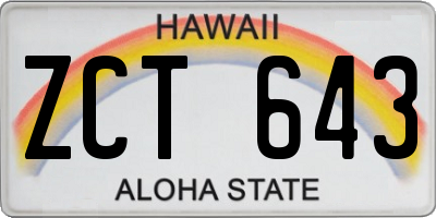HI license plate ZCT643