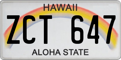 HI license plate ZCT647