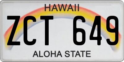 HI license plate ZCT649