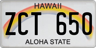 HI license plate ZCT650