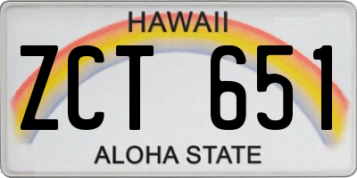 HI license plate ZCT651