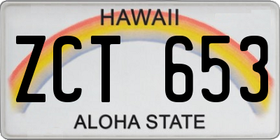 HI license plate ZCT653