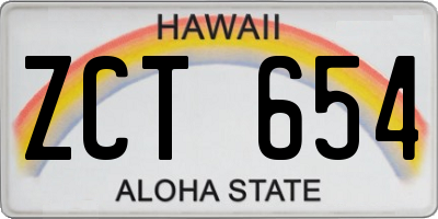 HI license plate ZCT654
