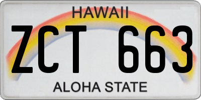 HI license plate ZCT663