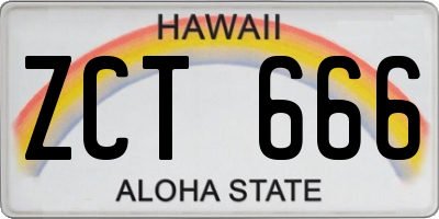 HI license plate ZCT666