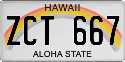 HI license plate ZCT667