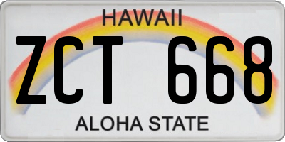 HI license plate ZCT668