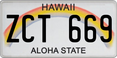 HI license plate ZCT669