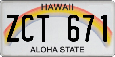 HI license plate ZCT671
