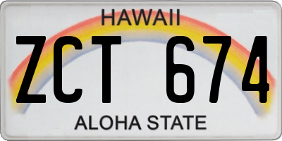 HI license plate ZCT674