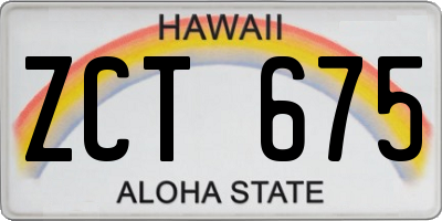 HI license plate ZCT675