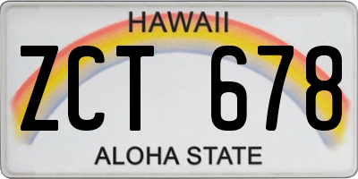 HI license plate ZCT678