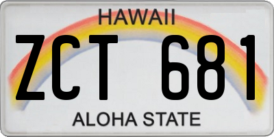 HI license plate ZCT681