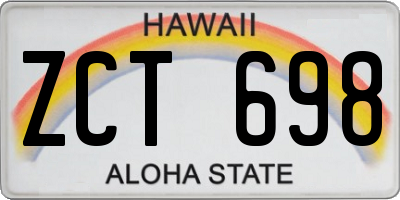 HI license plate ZCT698