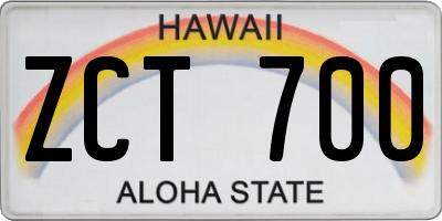HI license plate ZCT700