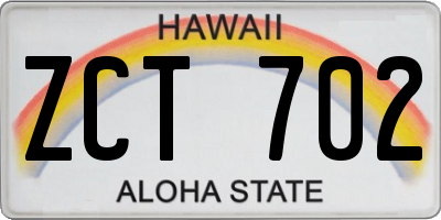 HI license plate ZCT702