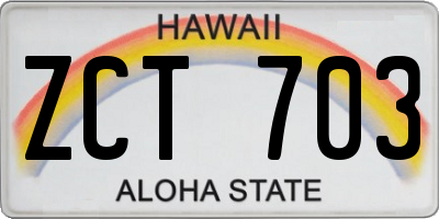 HI license plate ZCT703