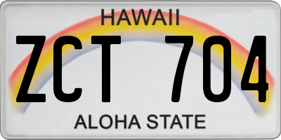 HI license plate ZCT704