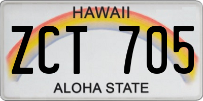 HI license plate ZCT705