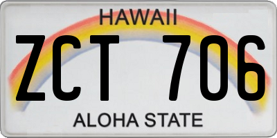HI license plate ZCT706