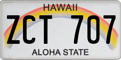 HI license plate ZCT707