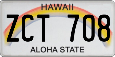 HI license plate ZCT708