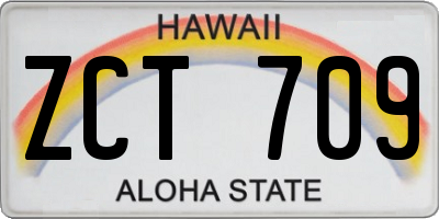 HI license plate ZCT709